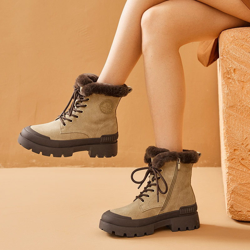 2025 New Winter Snow Boots Designer Women's Suede Leather Flat Heel Boots Zipper Women's Warm Fur Leather Shoes Handmade 08215