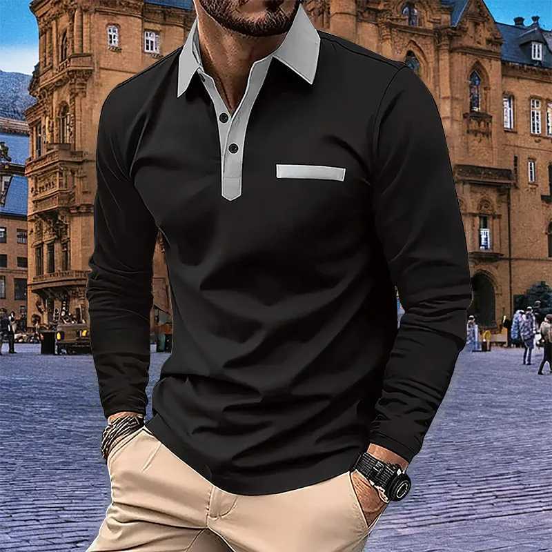 Spring/Summer Mens Long Sved Business Casual Shirt Solid Color Collar Shirt European and American Plus Size W241106