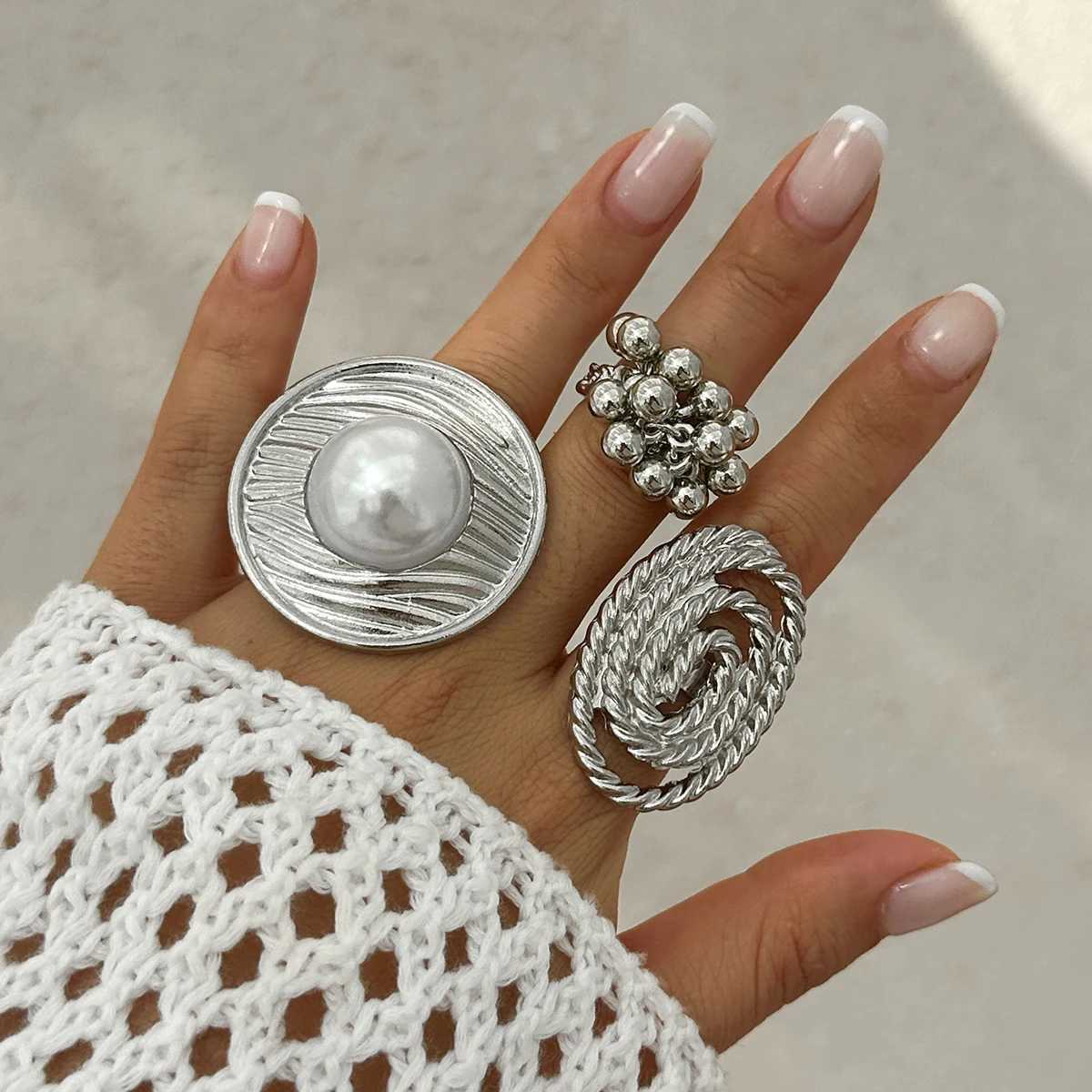 Ingemark Unique Exaggerated Large Petal Flower Rings for Wen Vintage Geely Adjustable Rings Grunge Jewelry Steampunk X241106