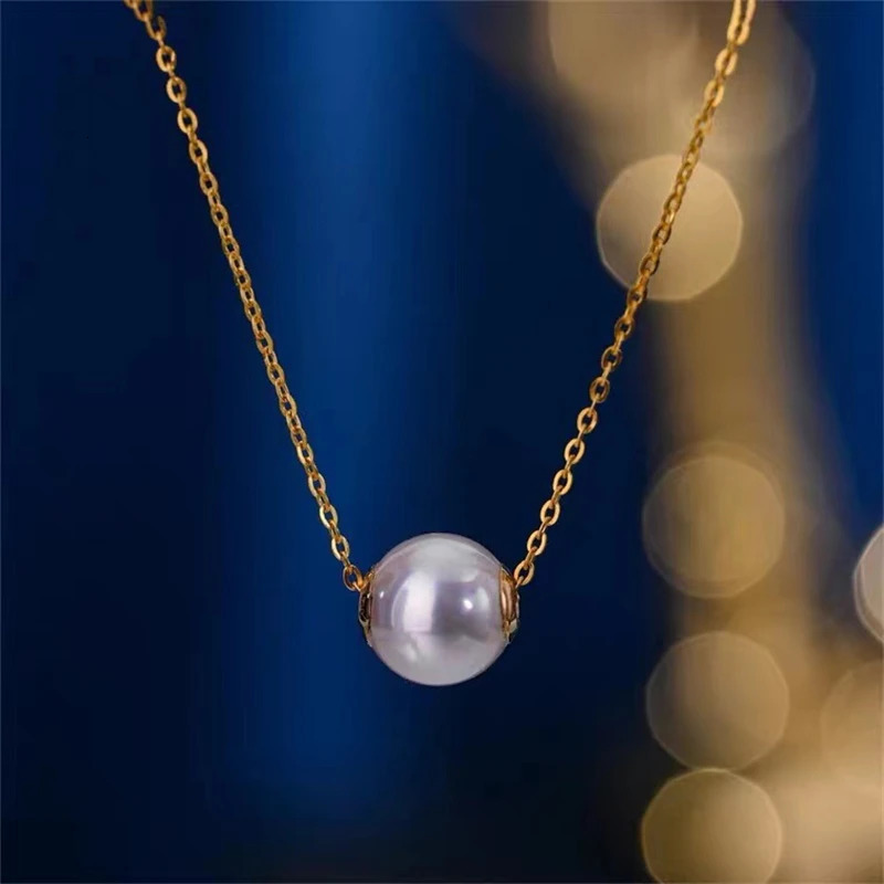 A genuine 18K gold necklace natural freshwater pearl pendant pure AU750 pendant exquisite jewelry for womens wedding gifts 241106