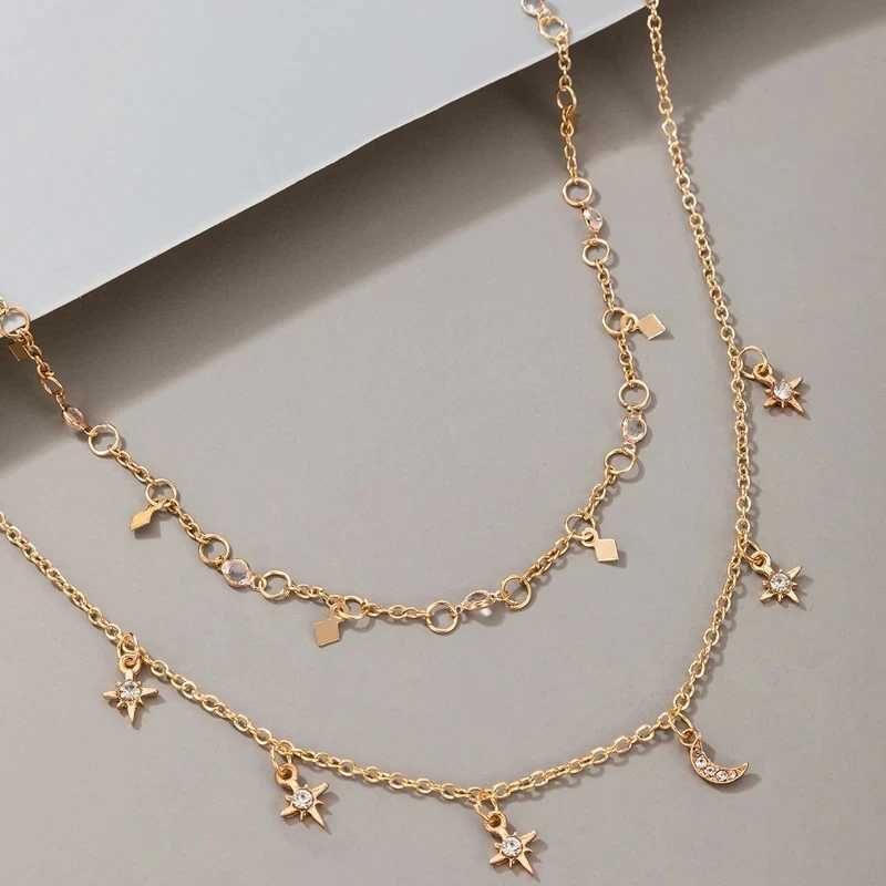 Tocona 2-piece/set Bohen Starry Moon tassel Kravik chain necklace used for charm Mti layer adjustable jewelry 4779 X241106