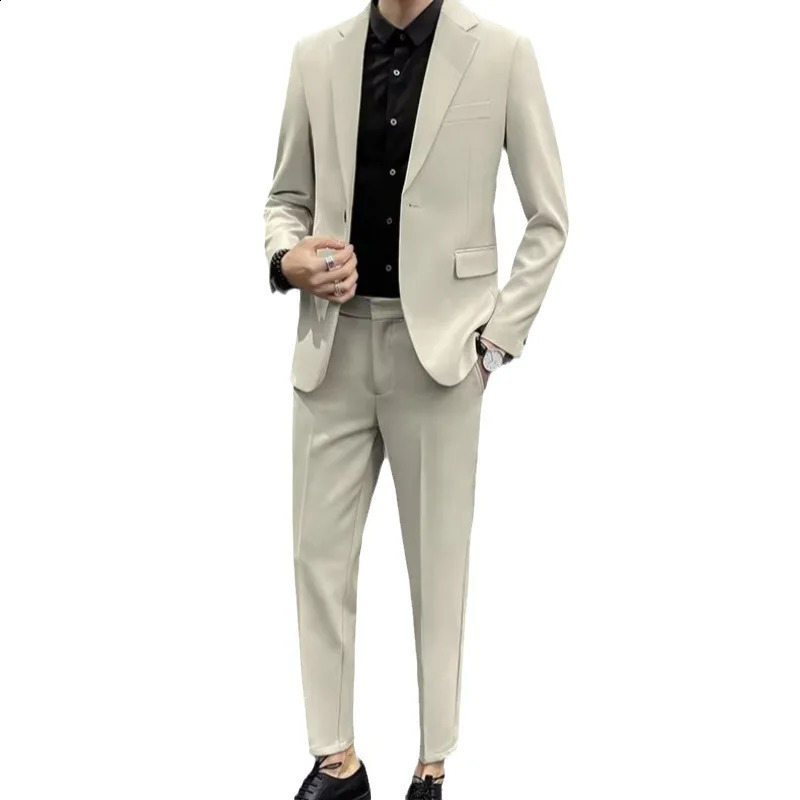 HOO Mens Autumn Leisure blazer Youth Fashion Handsome Professional Tailored 240321