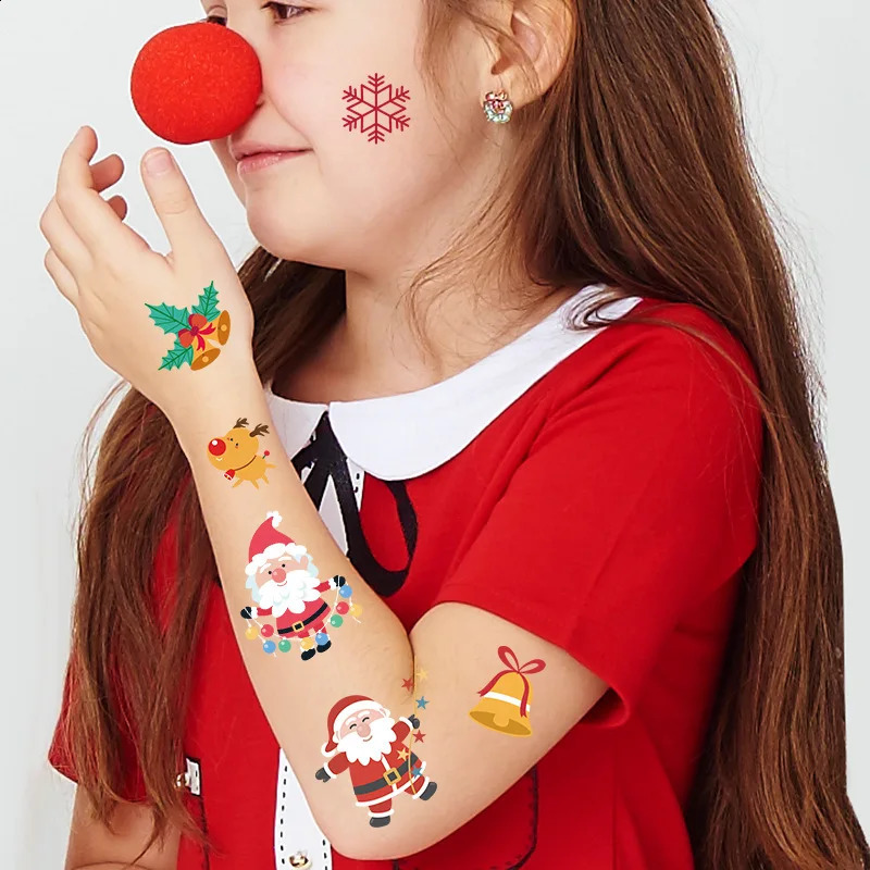50 pieces/batch 7x12cm tattoo stickers Christmas mixed style cover Elk scar waterproof temporary body art HA1767 241105