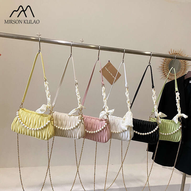 Korean Design O Small Pearl Handbag For Women With A Foreign Style Texture All Draped Chain Single Shoulder Crossbody Bag