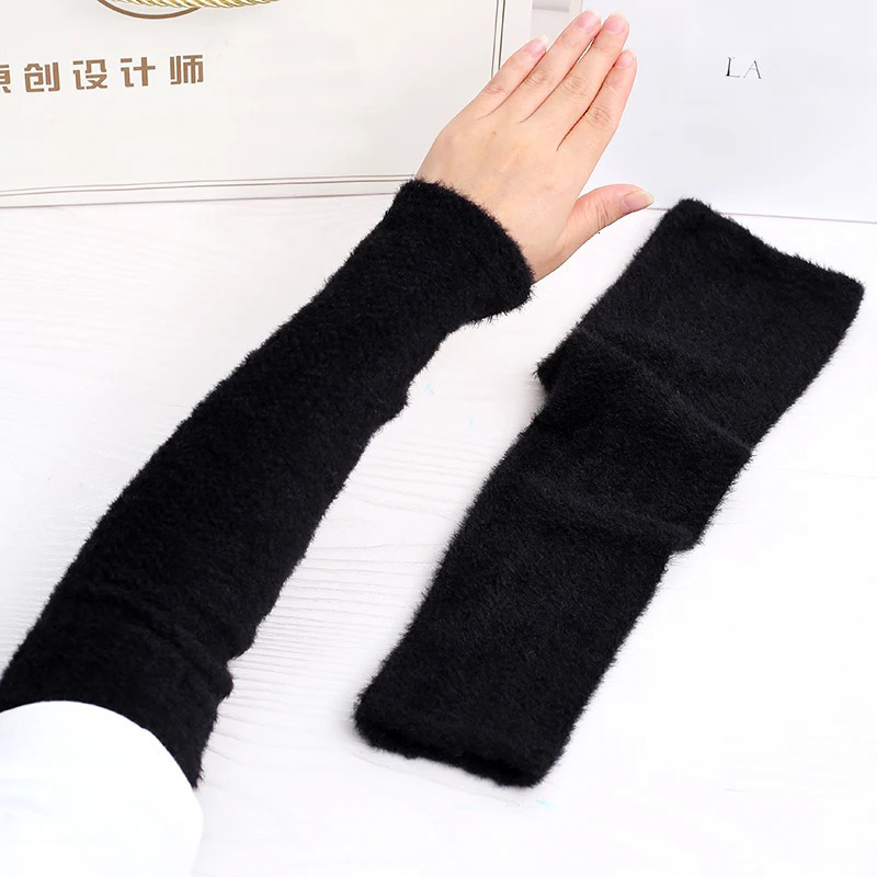 Autumn and Winter Handmade Warm Sleeve Womens Elastic Thick Knitted Fashion Mink Casual Warm Soft Sleeve 241106