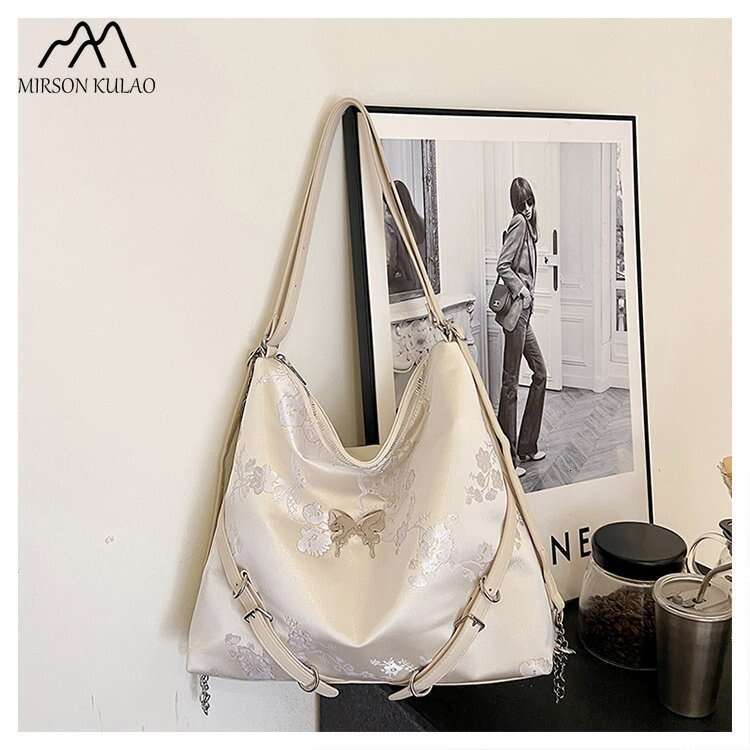 Embroidery Tote Women 2024 New Fashion All-In-One Shoulder Bag Network Red Popular Commuter Backpack