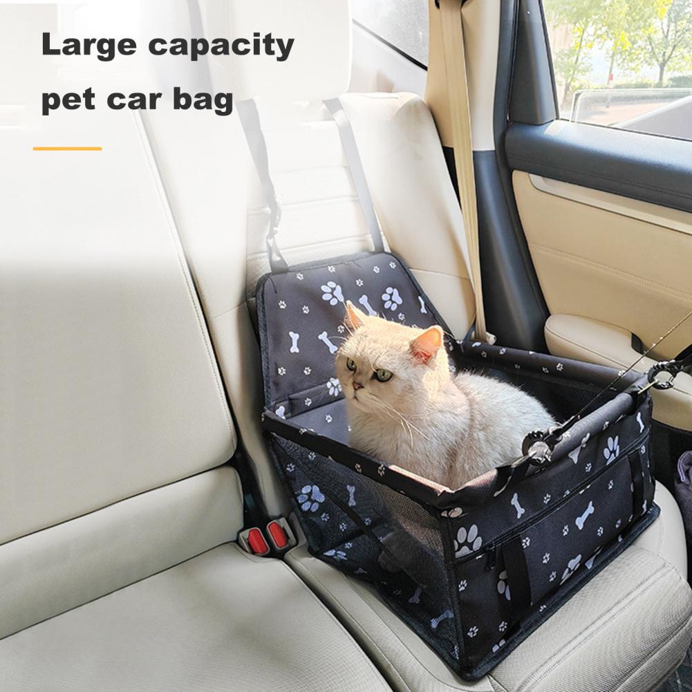 Foldable Pet Car Seat Pet Car Seat Booster Basket Waterproof Dog Car Seat Bag with Adjustable Strap for Travel for Cats