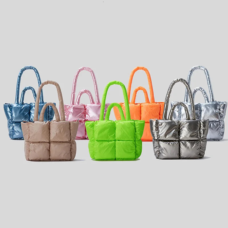 Fashionable large handbag cushion handbag er childrens shoulder bag nylon down cotton cross body bag winter wallet 2024241106