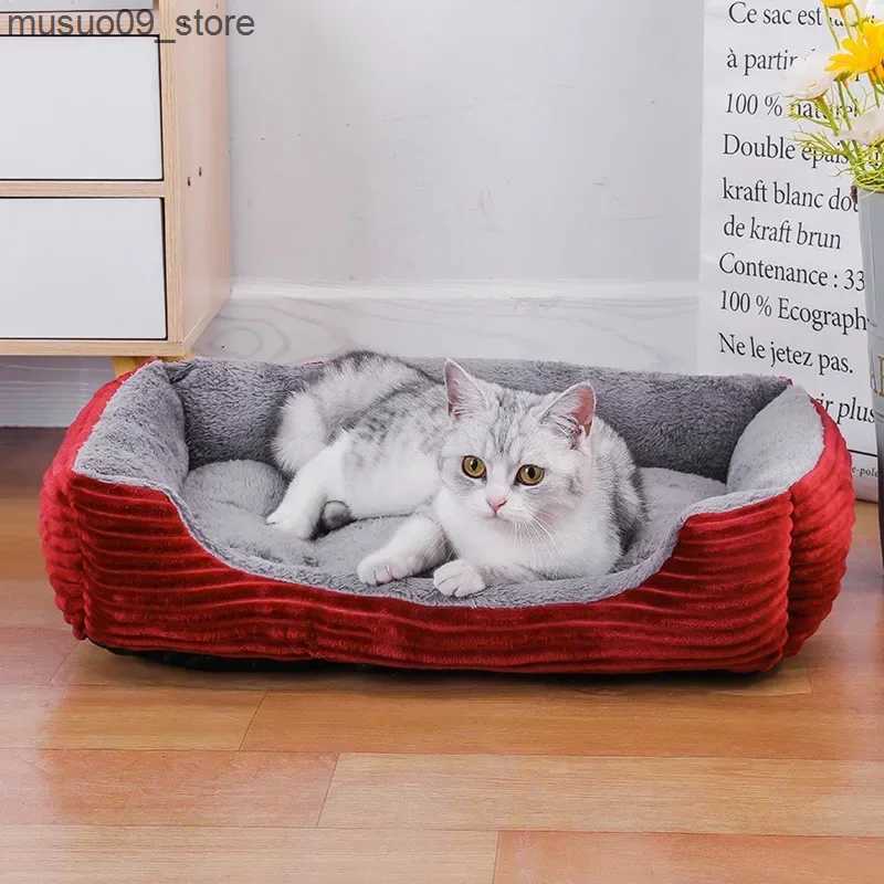 kennels pens Dog bed cat pet square plush dog house small and medium-sized dog sofa pet bed pet bed pet bed L240910