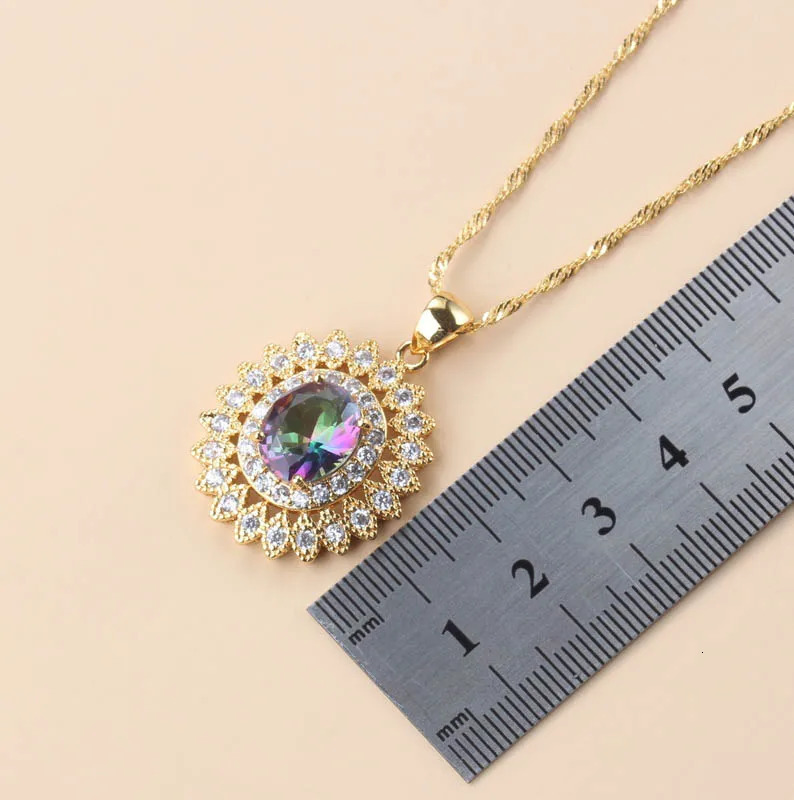 African Wedding Necklace Sunflower Jewelry Set 18K Gold Plated Womens Earrings Charm Bracelet and Ring Bridal Clothing 241106
