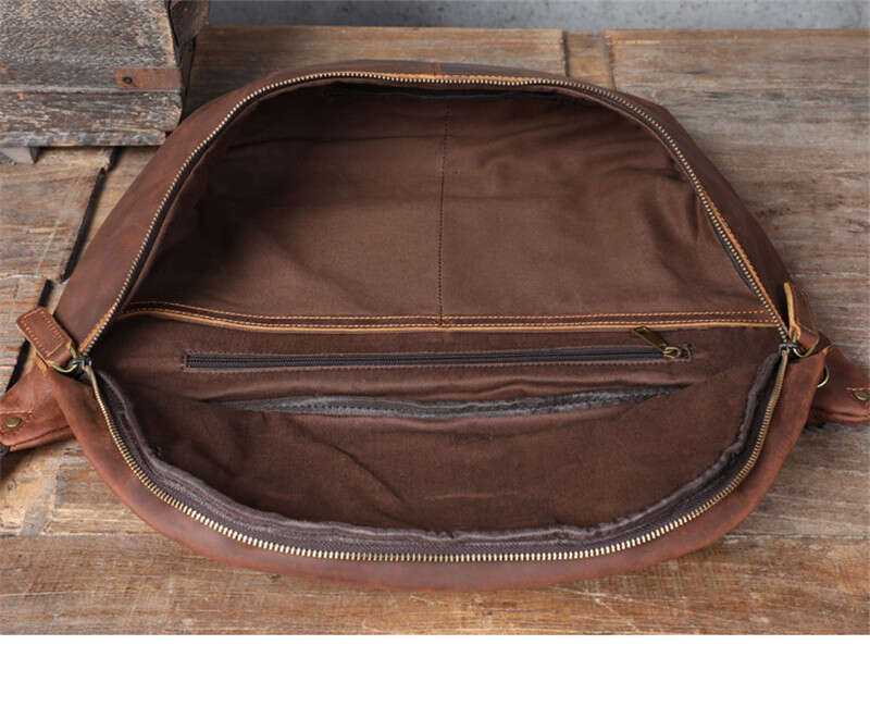 Natural Genuine Leather Super Large Capacity Men's Chest Vintage Designer Crazy Horse Cowhide Big Shoulder Crossbody Bag