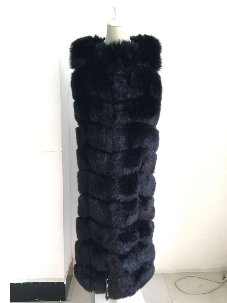 ZADORIN y 10 Steps Women X Long Faux Fox Fur Vest Furry Soft Jacket Thick Warm Vintage Overcoat Streetwear 241104