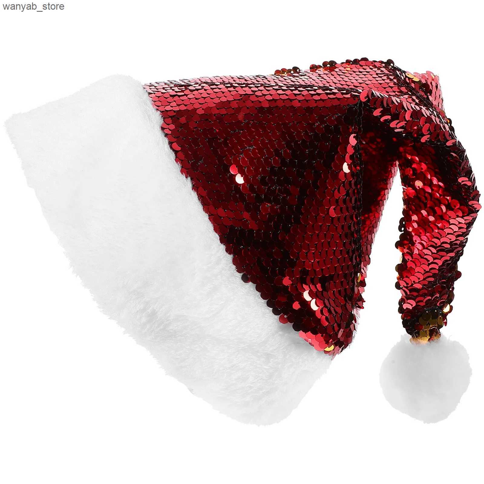 Wide Brim Hats Bucket Hats Christmas Party Favors Santa Claus Hat Hats for Adults Kids Holiday Cap Sequins Flash L240910