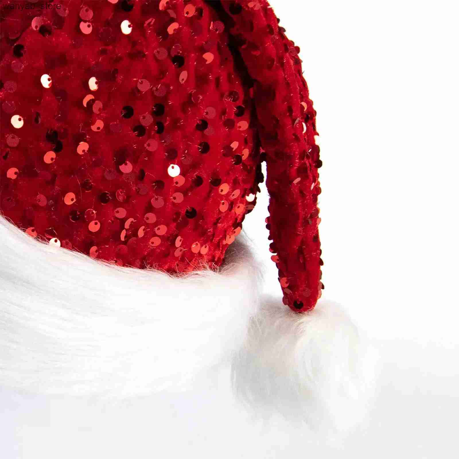 Wide Brim Hats Bucket Hats Christmas Decoration Atmosphere Red Double-Layer Sequin Sea Style Plush Hat DecoraO Natal 2024 Suministros Para Fiestas L24