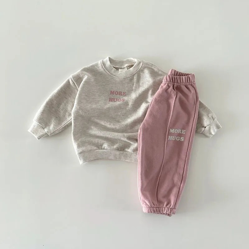 Autumn 2PCS Girls Boys Sports Suit Long Sleeve Kids Letter Print Hoodie and Pants Set Children ClothesTOddler Outfits 1-6Y 241106