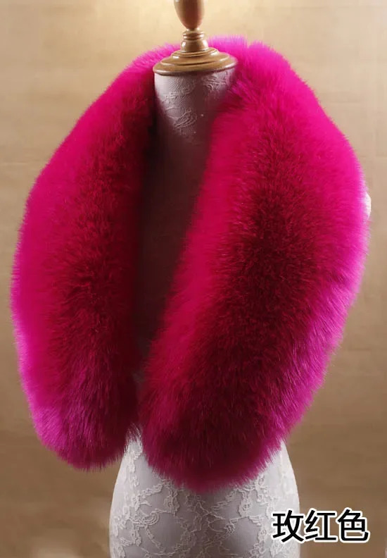 Artificial fox fur collar scarf super fluffy thick fur scarf purple rose red packaging boys winter clothing accessories 241106