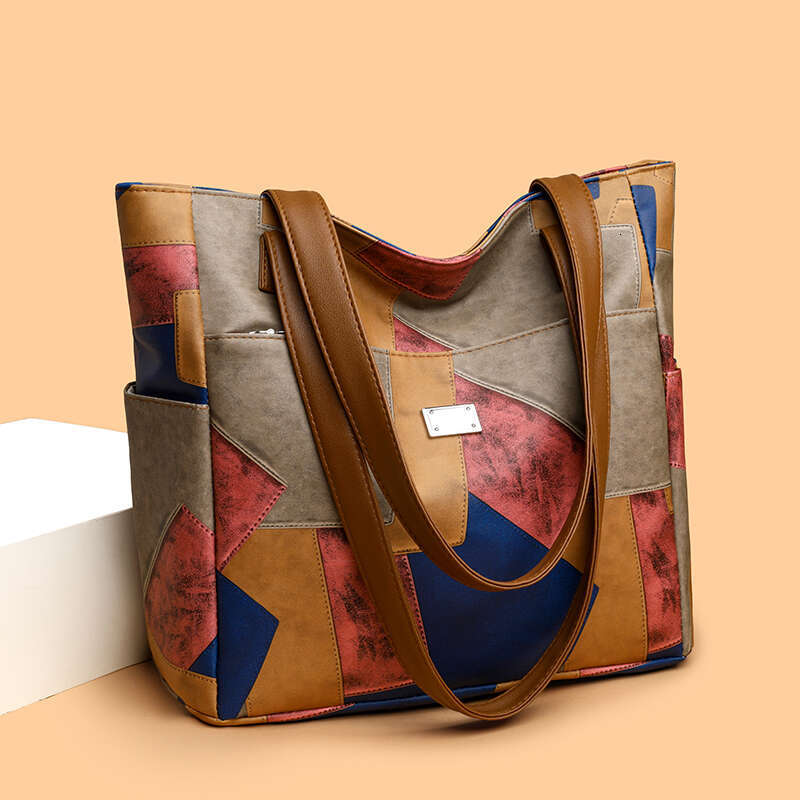 Designer Bag 2024 New Bag Large Capacity Color Block Patchwork Single Shoulder Crossbody Bag Fashion Commuter Handbag For Women