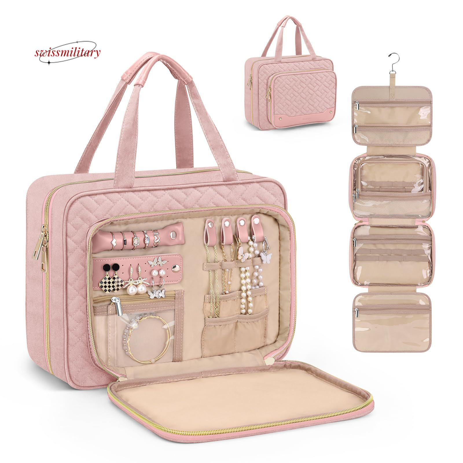 Ladies hanging travel toiletries with jewelry storage bag, large makeup bag #43 swissmilitary