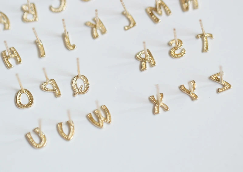 GOLD Tutu 14K Womens Gold Stud Earrings Ins Fashion Letter Solid Gold kj290 241106