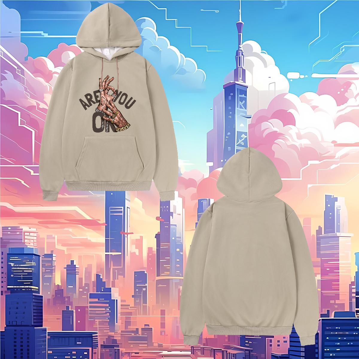 Wholesale Womens Hoodie Hooded Collar Popular Unisex Hooded Sweatshirt Skull Top Pullover Hoodie Thick Fleece High Street Hip Hop