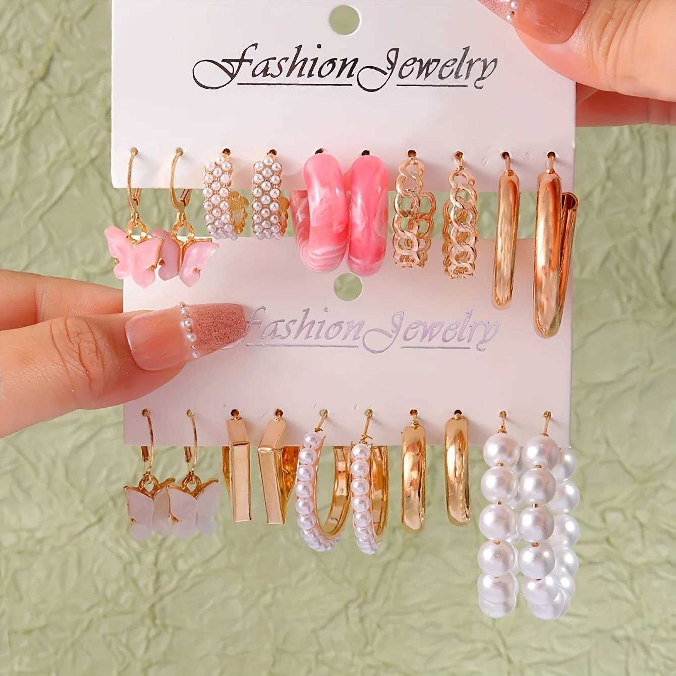Bohen Acrylic Pendant Earrings Punk Poetic Block C-shaped Earring Set Warm Summer Retro Party Jewelry X241106