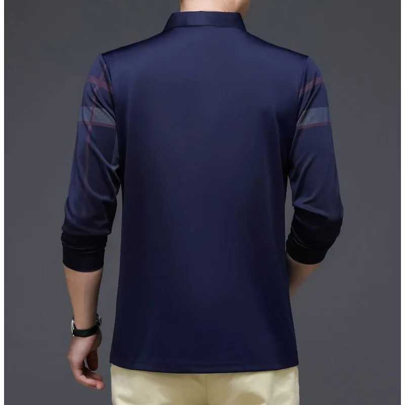 New arrivals 2024 autumn long Sved T-shirt printed casual mens striped loose fashion shirt W241106