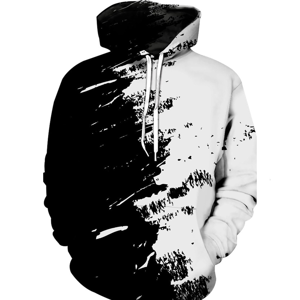 Hoodie for Mens Womens 3D printed hoodie suitable for teenagers and boys, pullover hoodie as a birthday gift Graphic Hoodies Black and white