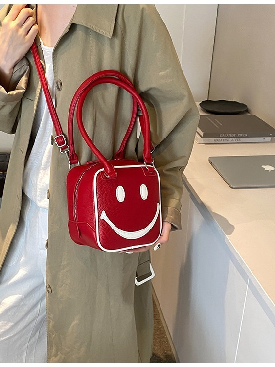 Fashionable And Versatile Autumn Smiling Face Handbag, Single Shoulder Crossbody Small Square Bag Designer Bags Handbags Women