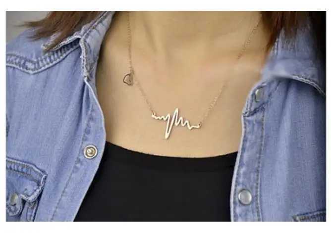 Simple Wave Necklace Fashion Ecg Pse Charm Pendant Necklace Lightning Wen Retro Jewelry Accessories X241106
