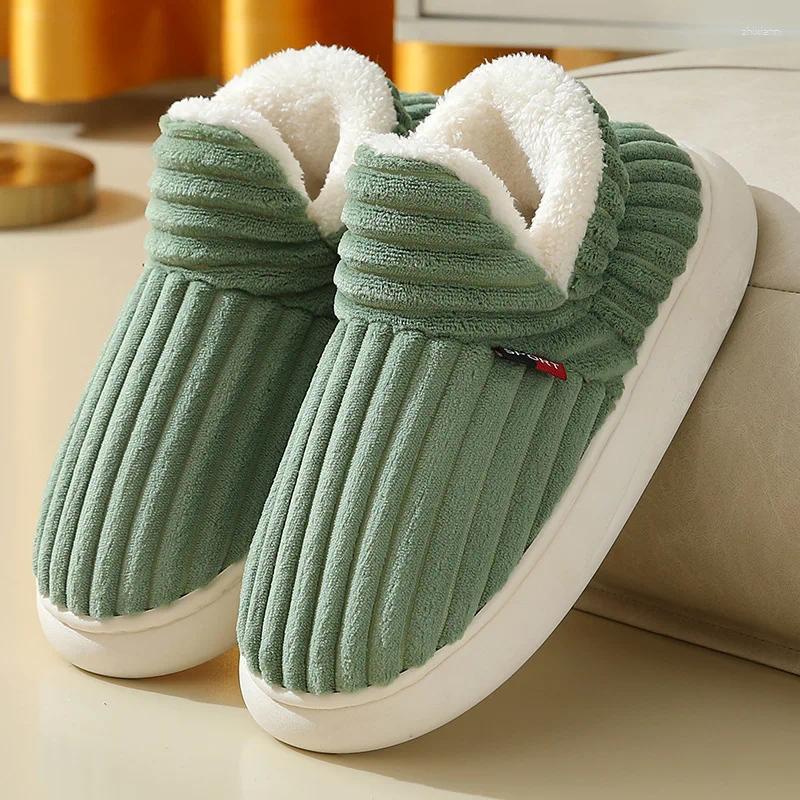2025 NEW Slippers Winter Couple Style Concise Solid Color Wrap Heels Plush Non-slip Warm Flip ps Women Men Home Casual Cotton Shoe zhanyishengli
