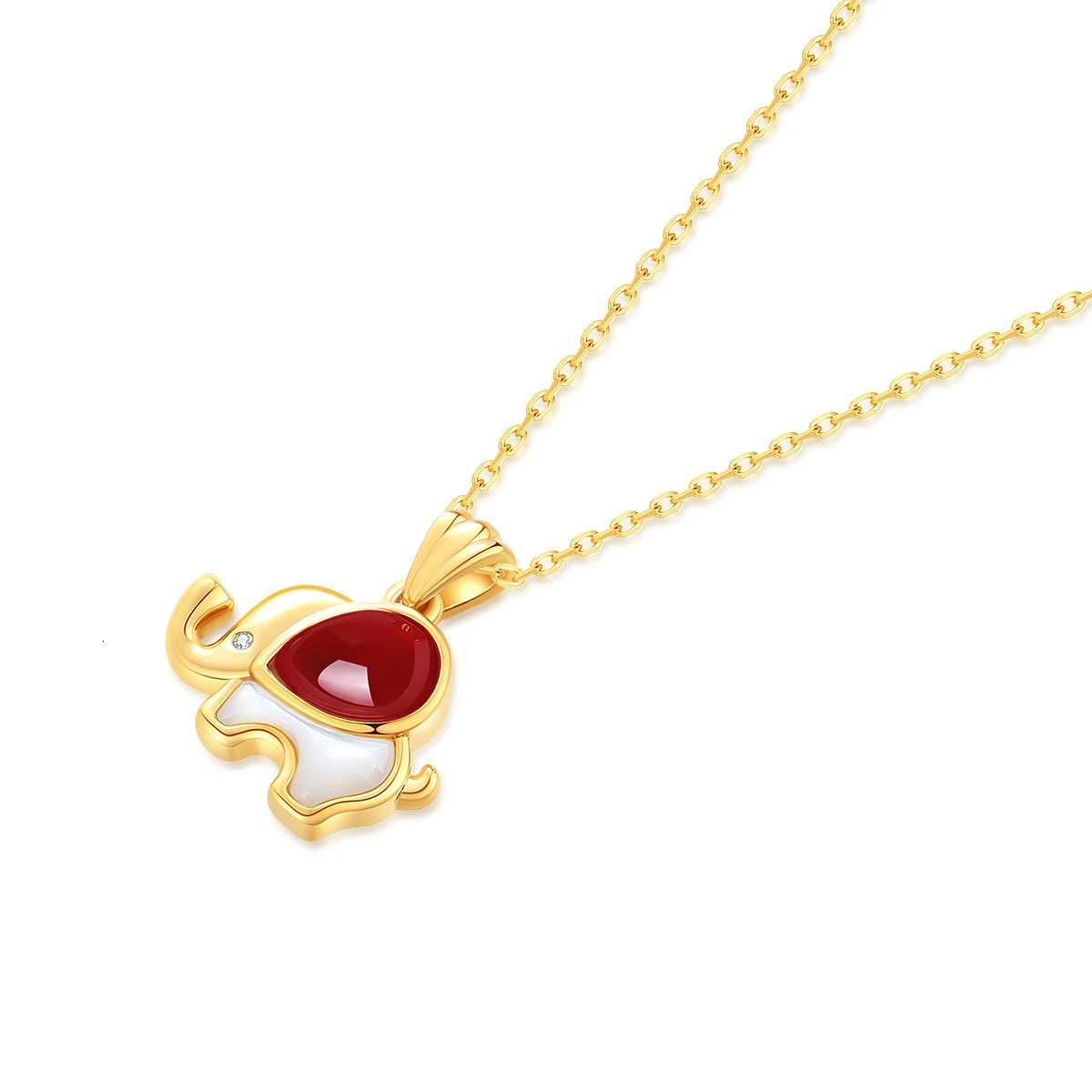Niche Natural Red Agate Pendant 18K Real Gold Elephant Necklace Womens Anniversary Gift Exquisite Jewelry 241106