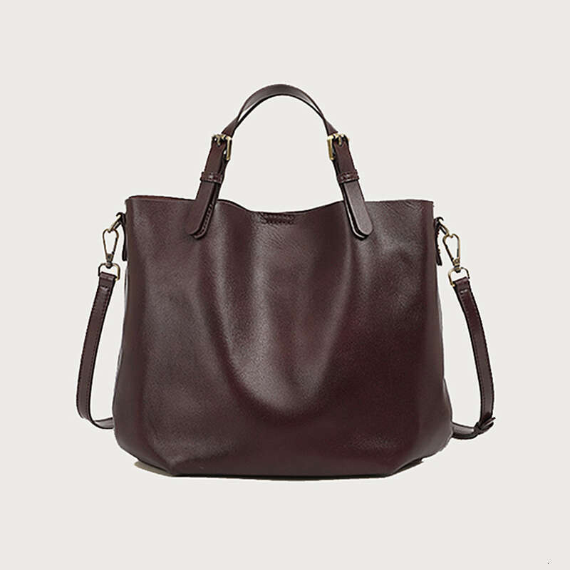 OLOEY Burminsa Cowhide Genuine Leather Bucket Tote Handbags For Women 2024 New Designer Large Capacity Ladies Shoulder Crossbody Bags