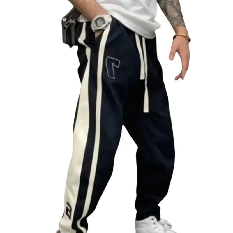 Mens Casual Straight Leg Baggy Hiphop Sports Gym Pants For Men Trousers Loose Trendy Hong Kong Style Joggers Clothing 241104
