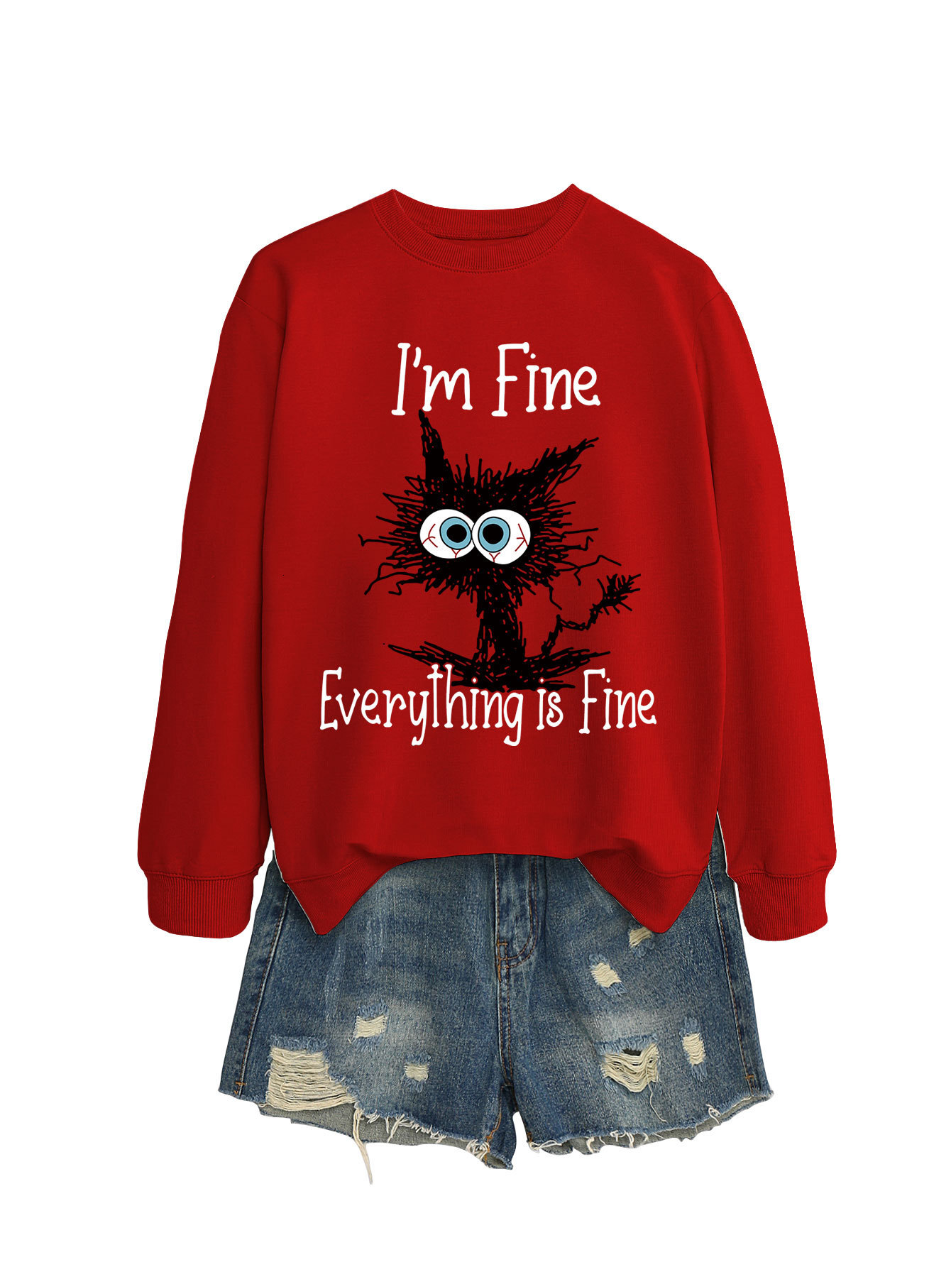 New Designer Women's Hoodie I'm Everything Is Fine Fun Printed Autumn/Winter Collection Fashion Hoodie