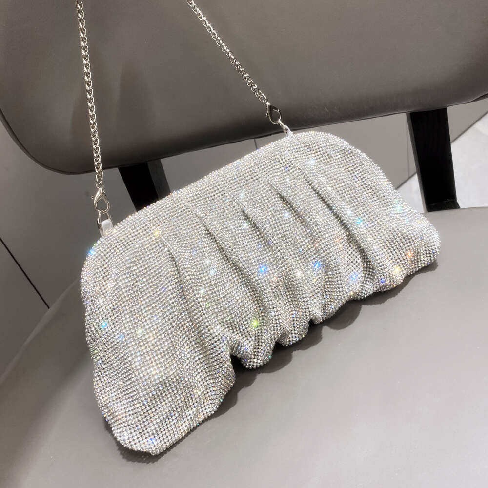 Shining Handle Rhies Evening Dress Handbag New Folding Wallet and Handbag Designer Wedding Party High Quality