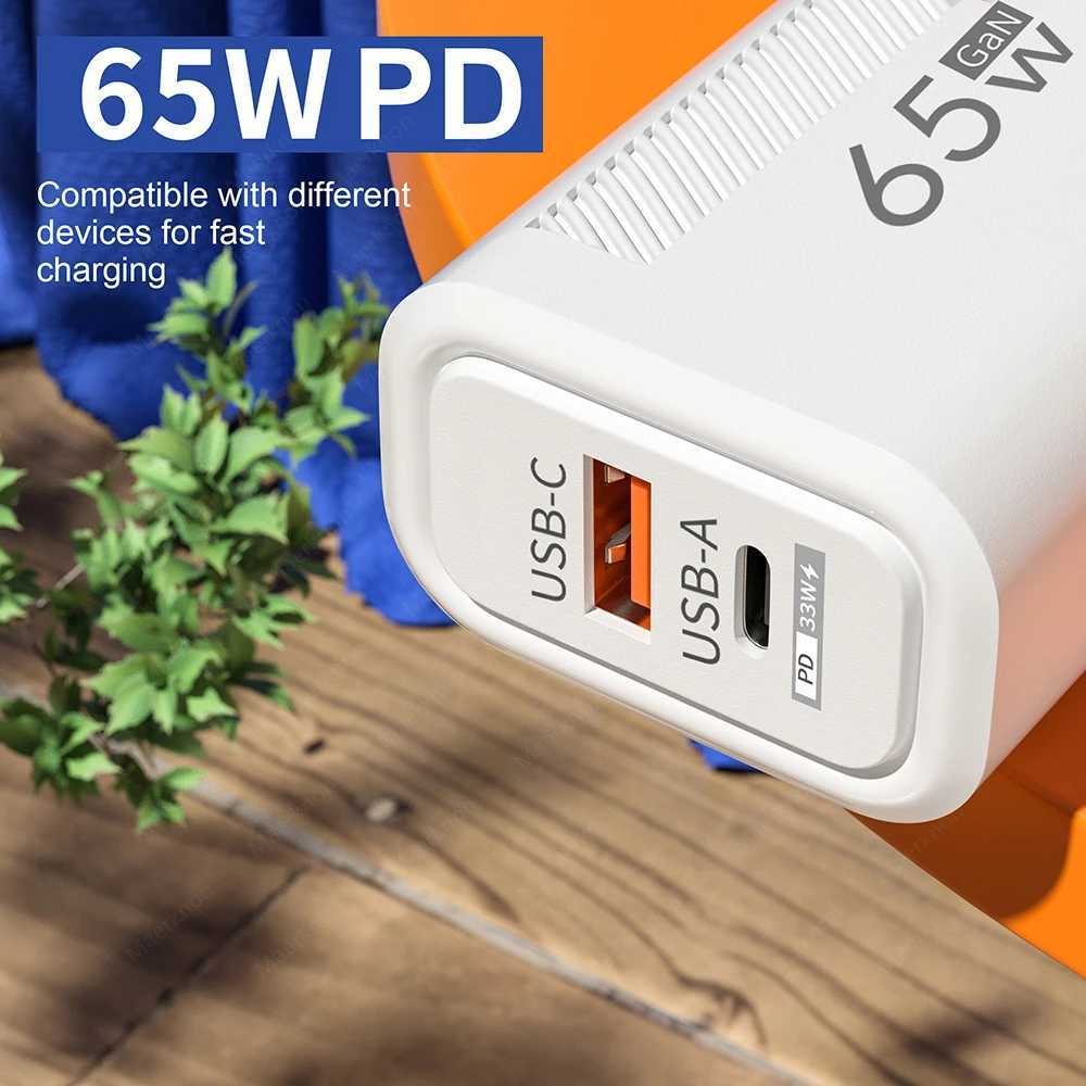 65W GaN USB Fast Charger Fast Charger EU/US Plug Phone Charger Suitable for iPhone Xiai PD Type C Wall Charger Adapter Y241106