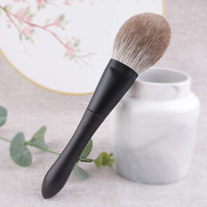 Q2-19 Professional Handmade Makeup Brushes Snow Fox Hair Large Flat Face Powder Ebony Handle Cosmetic Tools Make Up Brush