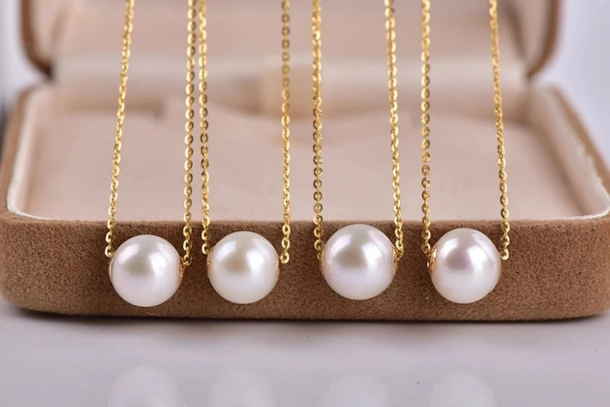 A genuine 18K gold necklace natural freshwater pearl pendant pure AU750 chain exquisite jewelry gift for women DC1007 241106