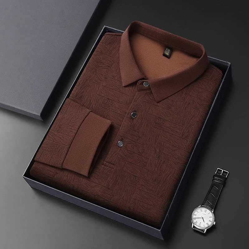 Luxury long sved mens shirt autumn new fashion lapel texture design skin friendly fabric casual T-shirt W241106