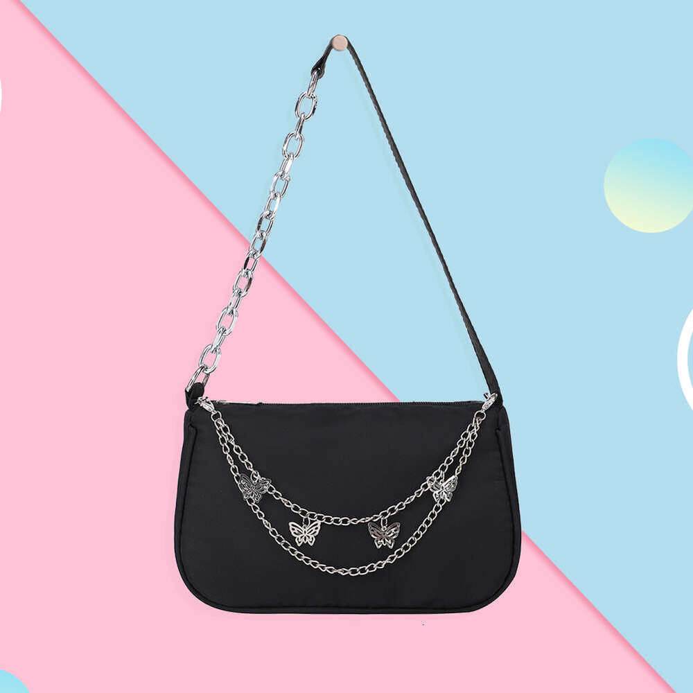 Designer Bag Female Black Nylon Underarm Bags Women Casual Butterfly Chain Shoulder Bag Ladies Japanese And Korean Style Small Handbags