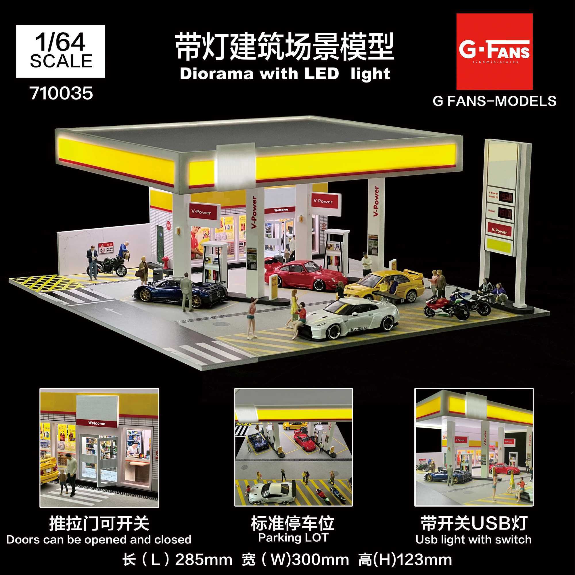 Architecture/DIY House GFans NEW Model 1 64 Scale Diorama Car Garage Model With LED Lights Parking Lots City DIY Model Sets Collection Display Gifts R