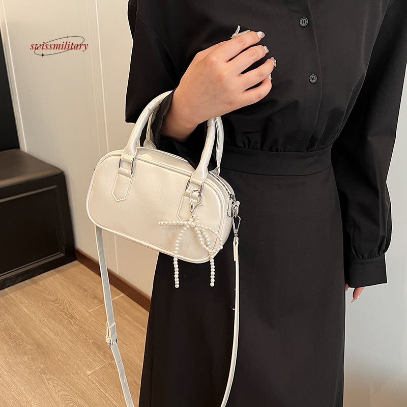 This year's popular pearl bow hand-held small for women 2024 summer new style shiny and versatile shoulder crossbody bag #27 swissmilitary