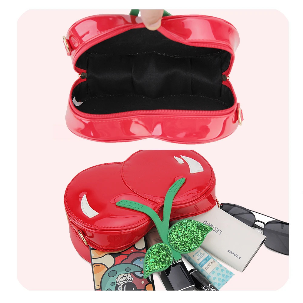 Fresh cherry shaped chain shoulder bag suitable for women novel wallets and handbags girls red clutch interesting shape er bag cross body241106