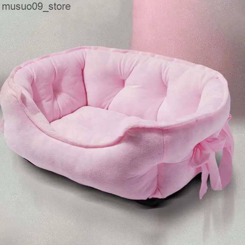 kennels pens Cute Bow Princess Dog Bed Soft and Comfortable Pet Sleep Mat Suitable for Small Dogs Cats Anti slip Machines Washable Puppy Sofa Pet Supp
