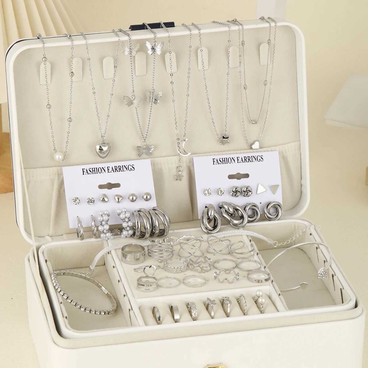 53 Bohemian vintage jewelry sets designed for elegant silver zircon pearls Geerling earrings necklaces bracelets and everyday wear X241106