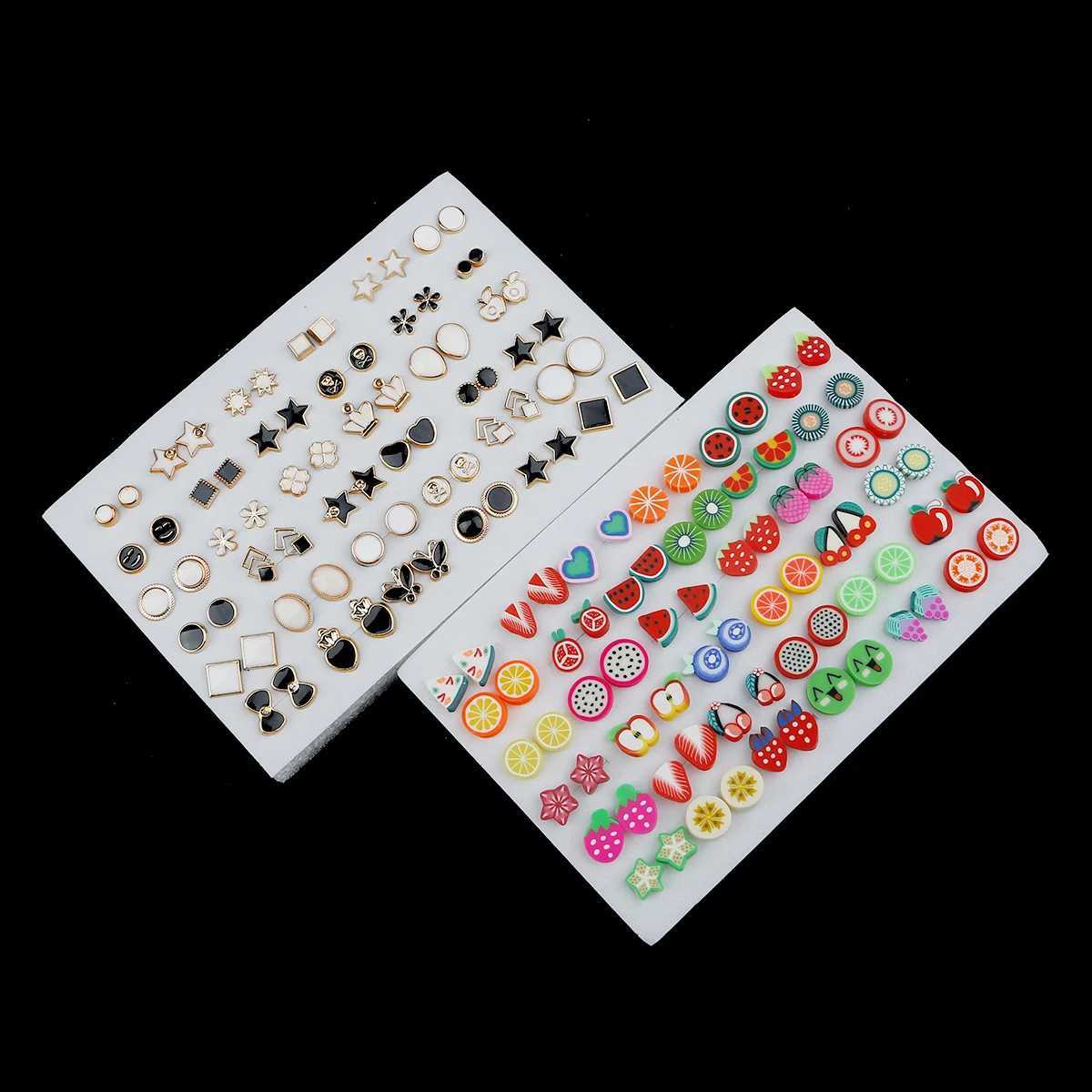 18/36/100 Hybrid Style Water Diamond Suower Geely Star Moon Plastic Stud Earring Set X241106