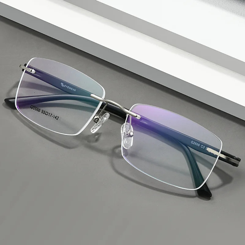 Ultralight Alloy Screwless Rimless Men Glasses Frame Eyewear Square Eyeglasses Myopia Prescription Spectacles Frameless 241105