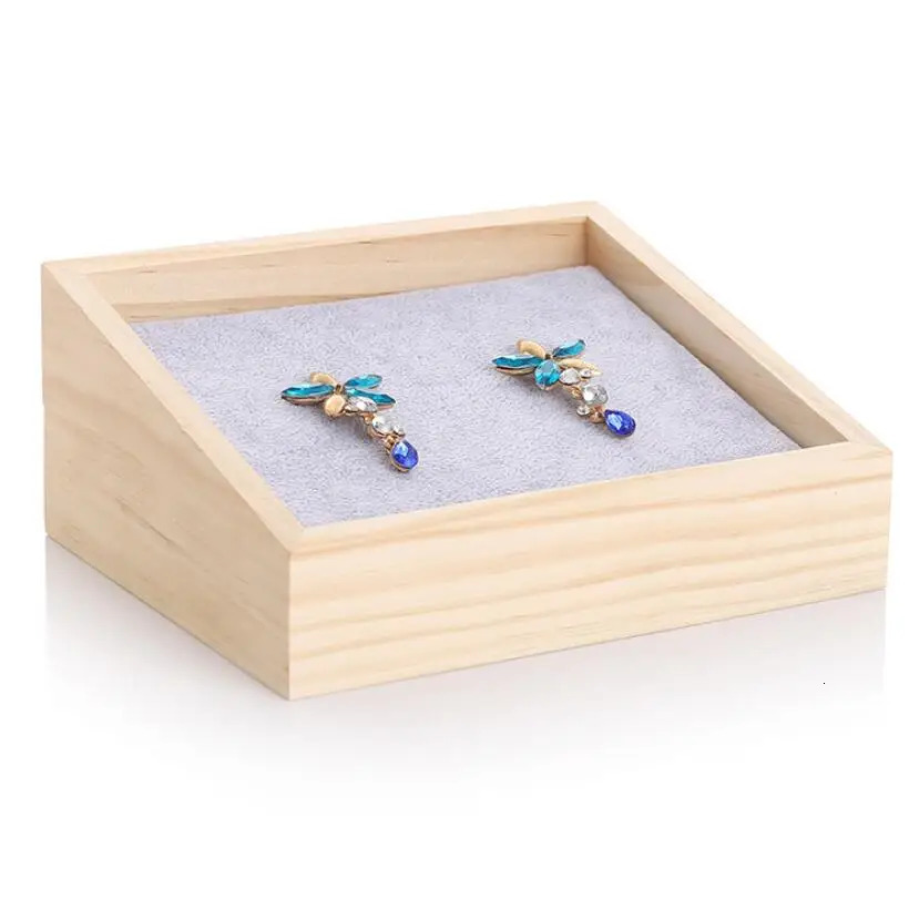 Ring holder bamboo velvet jewelry display tray box earrings necklace bracelet pendant display organizer jewelry storage fashion 241106