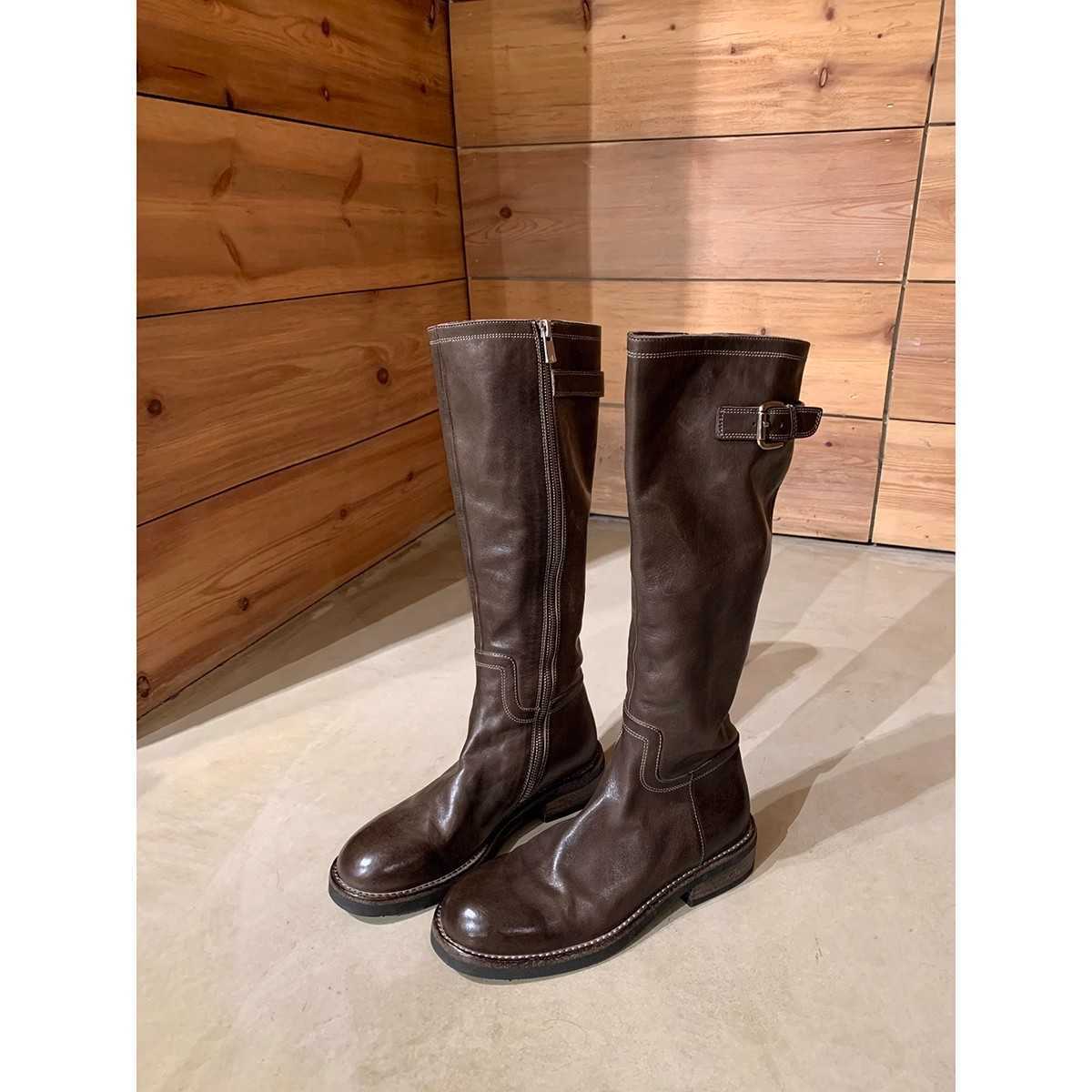 CMM Washed All Horse Leather Thick Soled Midsole Knight Boots for Women Popular and Versatile Autumn and Winter Styles