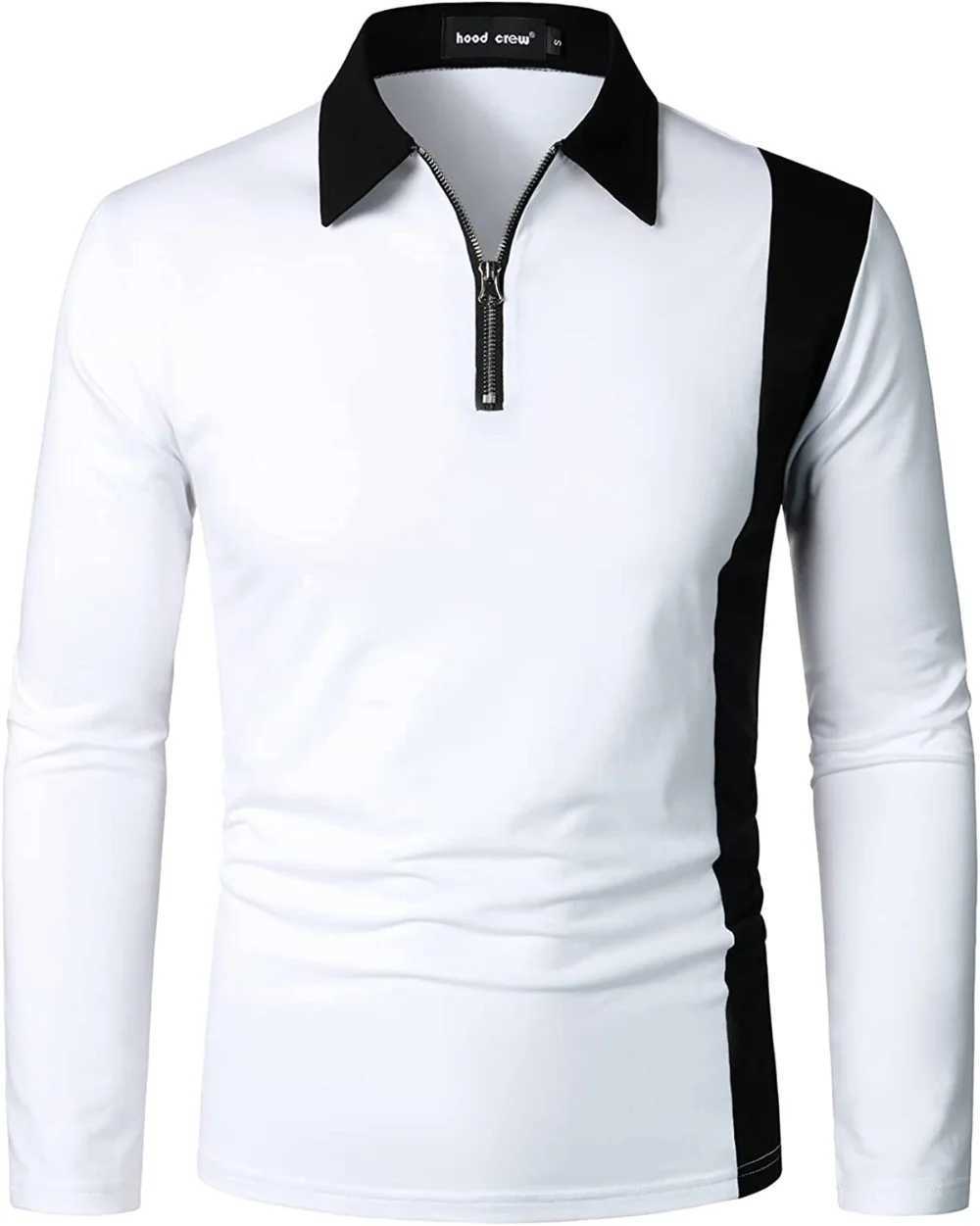 2023 New Trends Mens Fashion Collar Shirt Long Sve Casual Sports T-shirt Top Mens Wear W241106